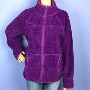 Reversible Purple Teddy Bear Fleece Zip Up Jacket